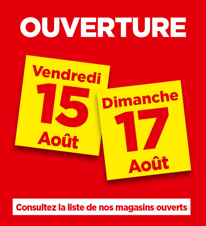 Horaires exceptionnels du 15 et 17 aout